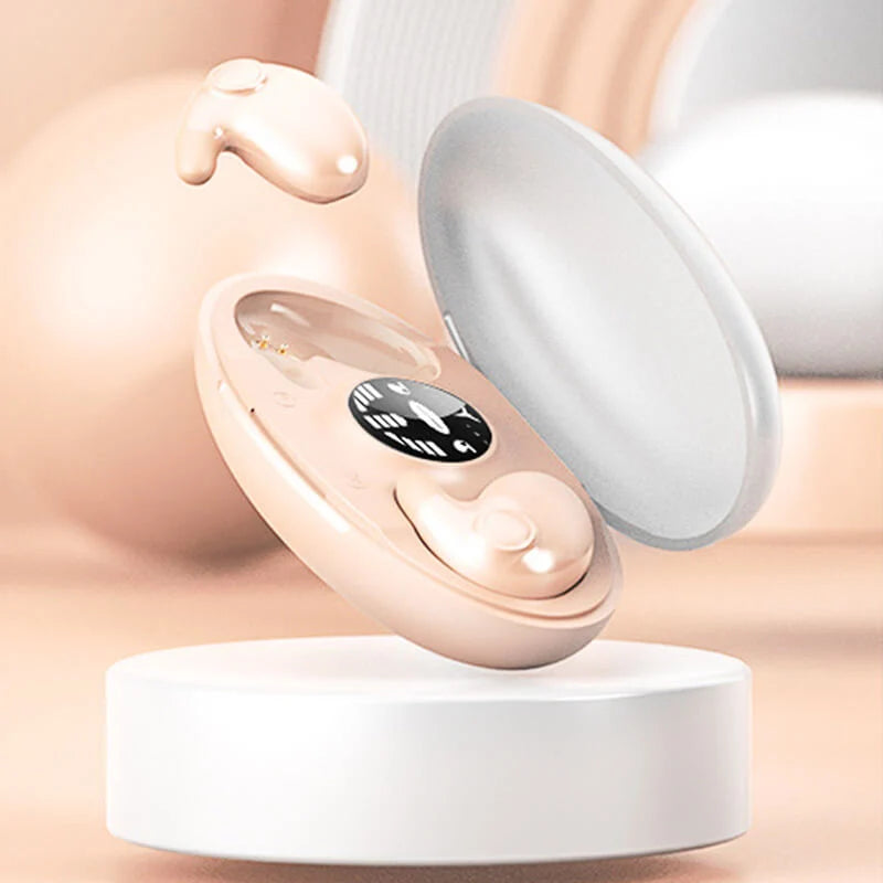 Compacte draadloze oordopjes met ruisonderdrukking en ergonomisch ontwerp voor ontspannen slapen met geluid