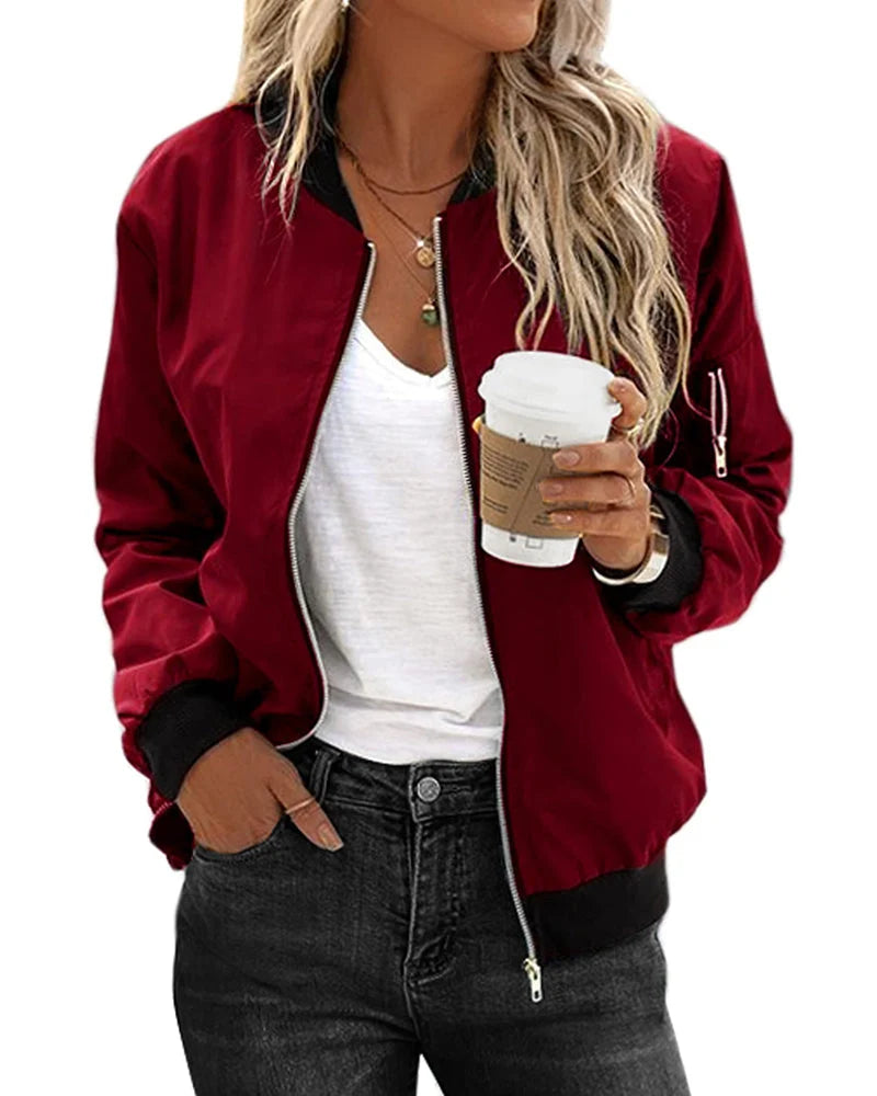 Dames bomber jas met ritssluiting perfect voor doordeweekse casual looks