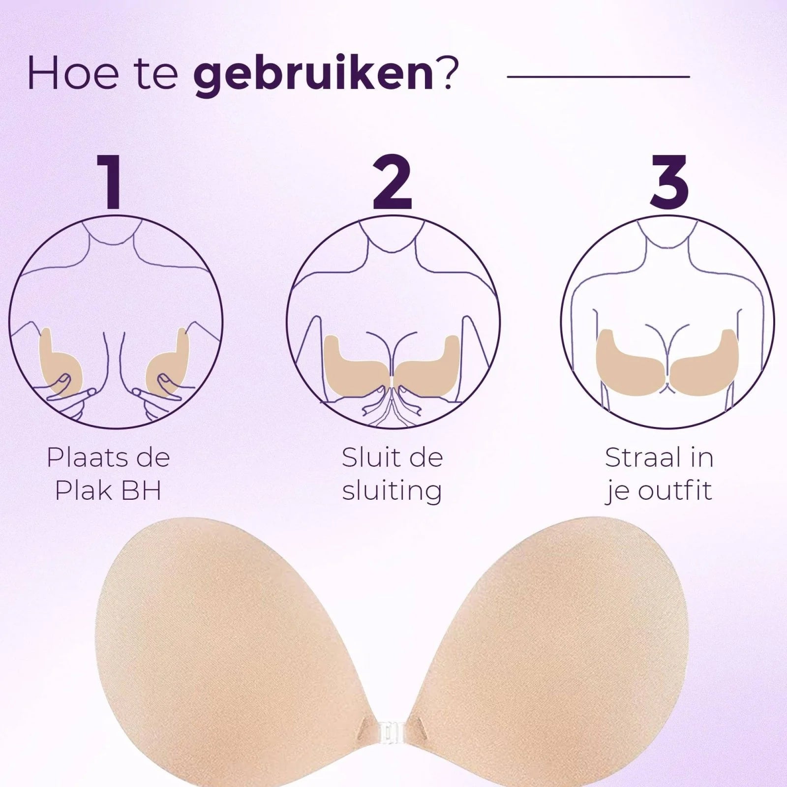 Zijkant van strapless push-up BH zonder bandjes geschikt voor open rugkleding en blote schouders