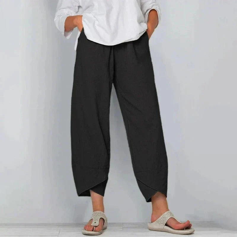 Casual dames linnen broek met losvallend silhouet en comfortabele pasvorm
