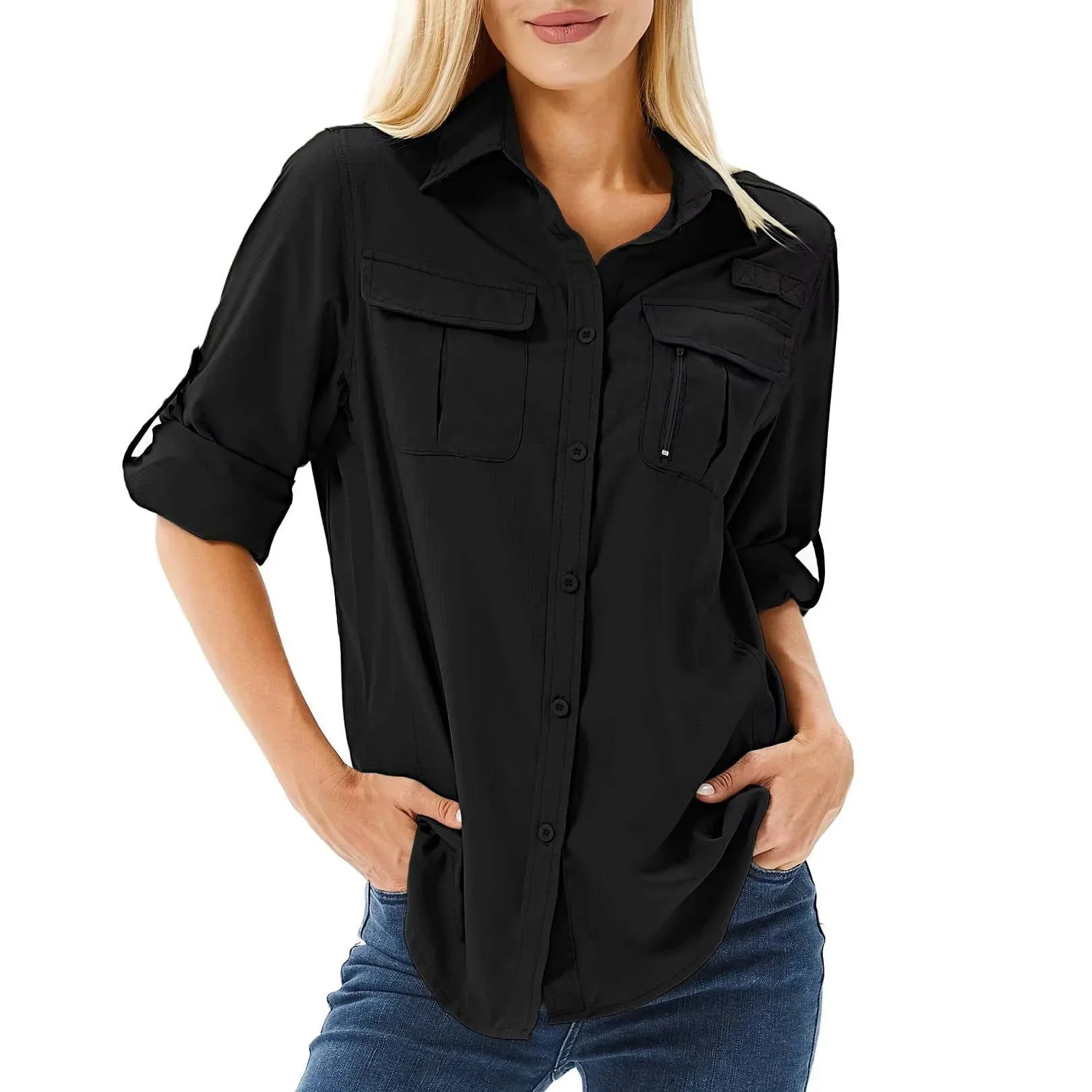 Sofie | Dames Outdoor Shirt Lange Mouw Zwart