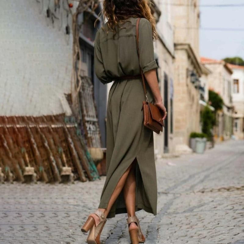 Sofie | Dames Overhemd Midi Jurk met Riem