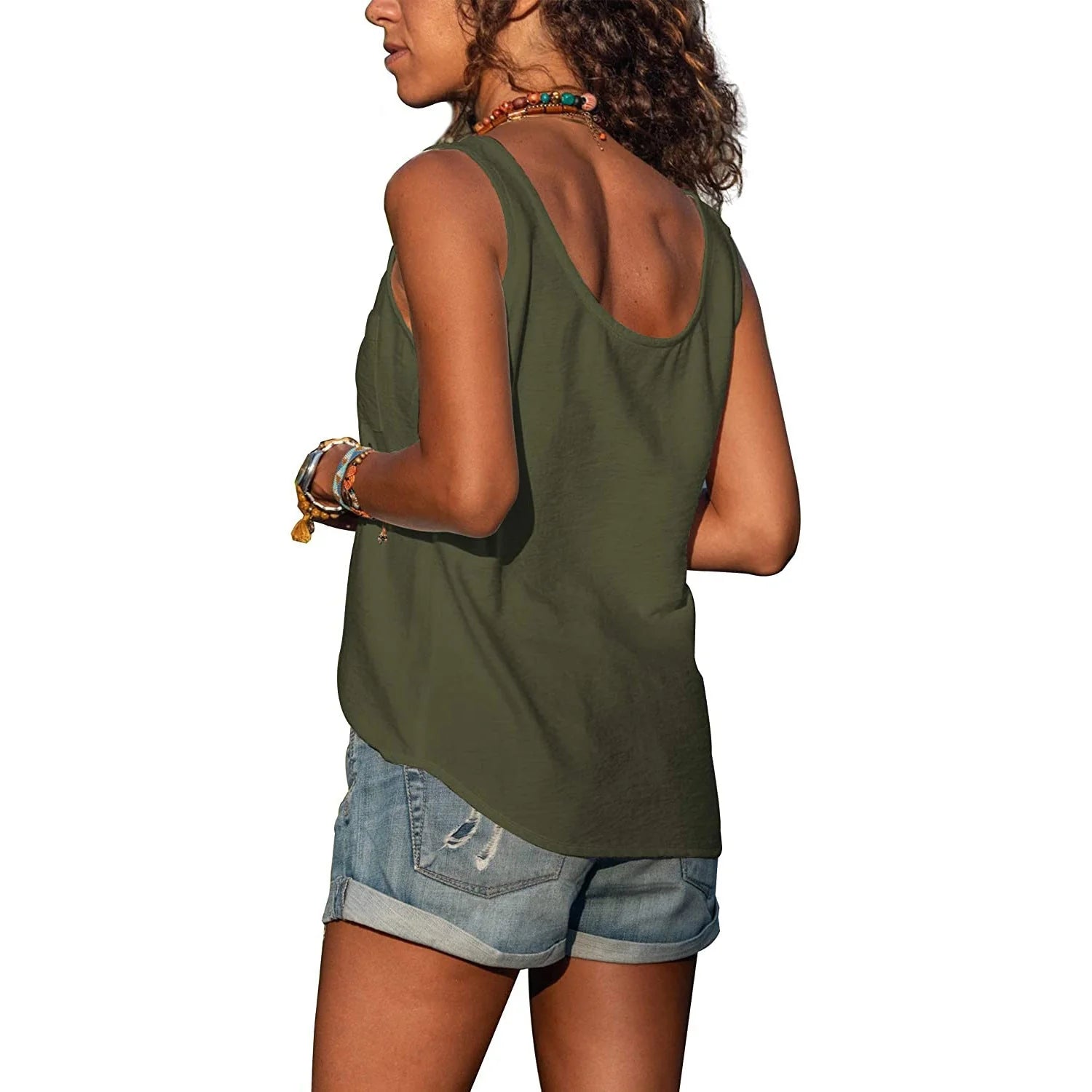 Dames tank top in rood, getoond op model met casual styling