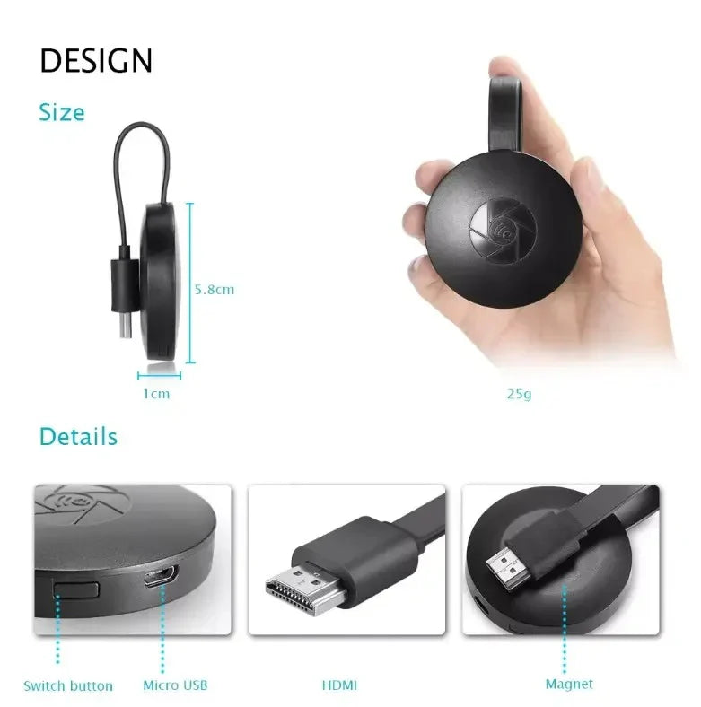 Chromecast streamer aangesloten op televisie toont race-auto content in hoge resolutie via draadloze verbinding