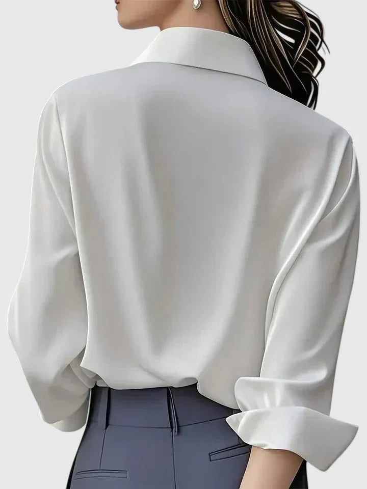 Sophie | Dames Elegante Satijnen Blouse Verborgen Knoopsluiting
