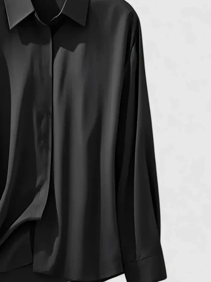 Sophie | Dames Elegante Satijnen Blouse Verborgen Knoopsluiting