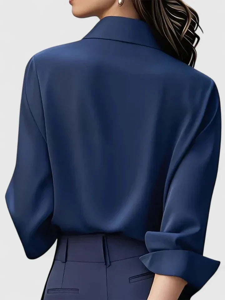 Sophie | Dames Elegante Satijnen Blouse Verborgen Knoopsluiting