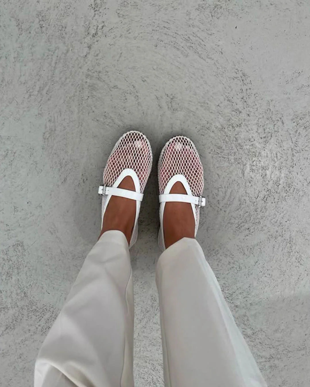 Mesh ballerina's met verstelbaar bandje geschikt voor dagelijks gebruik