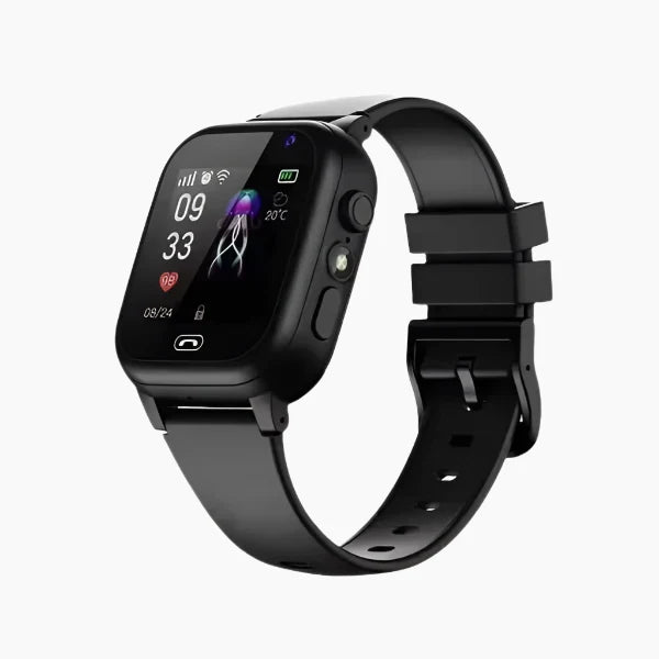 Zwarte smartwatch met kleurentouchscreen en GPS-tracker voor dagelijkse activiteitenmonitoring en gezondheidsanalyse