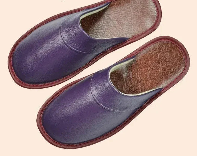 Leren slippers voor dames met gesloten teen en lichtgewicht ontwerp voor thuis