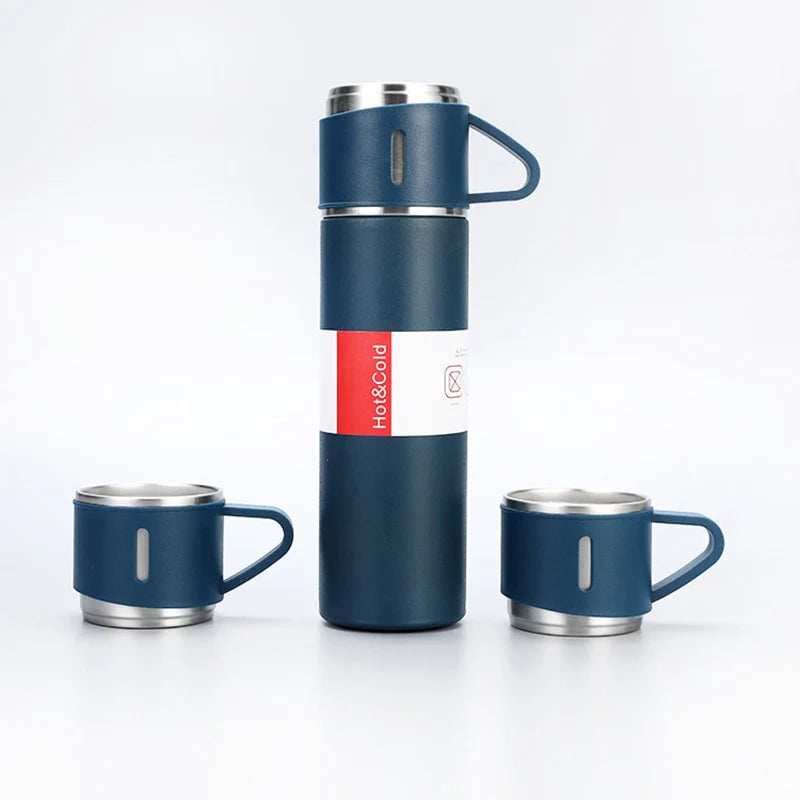 Thermoskan set in luxe verpakking met twee extra bekers, geschikt voor onderweg en outdoor