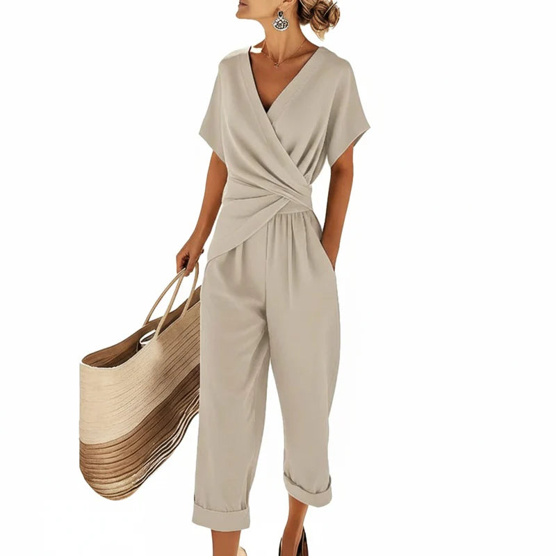 Vera | Jumpsuit met V-hals en Cropped Pijpen