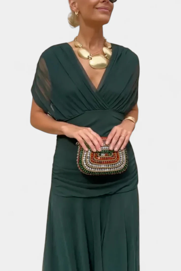 Yara | Dames Maxi Jurk met Off-shoulder V-hals